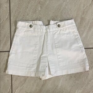 Zara White High-Waist Button Pocket Shorts